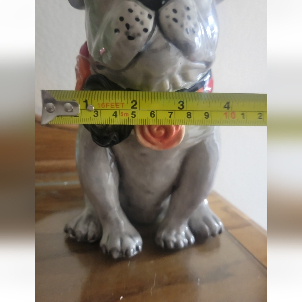 French Bulldog Ceramic Blue Sky Black & Orange Collar Halloween Approx 8" H X 4" - Picture 10 of 12